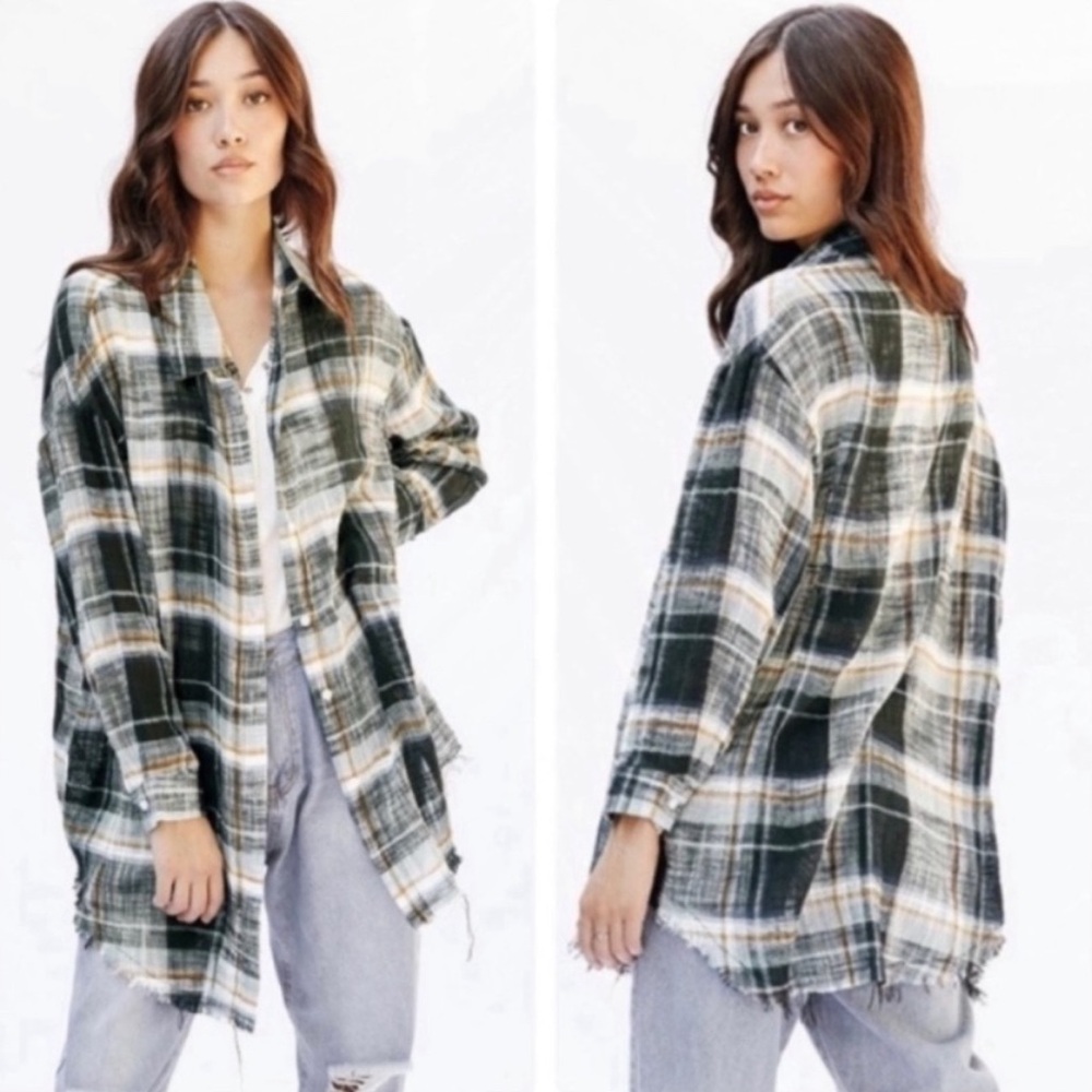 New Lightweight Fall Plaid Gauze Top - Picture 2 of 4